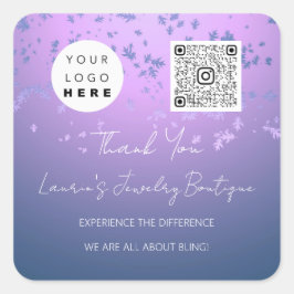 QCodeオンラインショップのロゴライトパープル スクエアシール