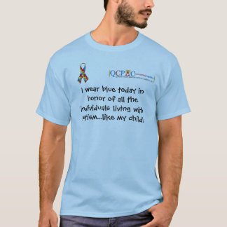 QCPACのロゴの青い世界の自閉症の認識度のTシャツ Tシャツ