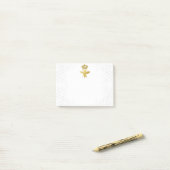 QEEON BEE Post-It Notes -金ゴールドビークラウンハニカム ポストイット (デスク上)