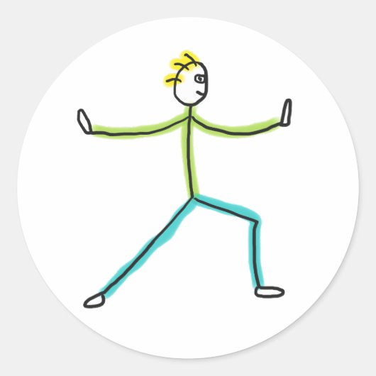 Qigong Stickman ラウンドシール (正面)