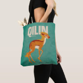 Qilin Vintage Graphic トートバッグ (クローズアップ)