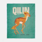 Qilin Vintage Graphic フリースブランケット (正面)
