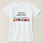 Qkidsロゴ誇りを持った付きQkids先生になる Tシャツ (デザイン正面)