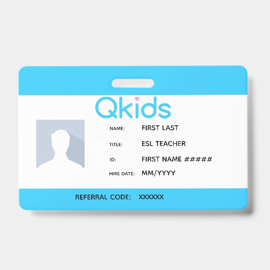 QKids ESL先生ID バッジ (正面)