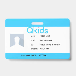 QKids ESL先生ID バッジ