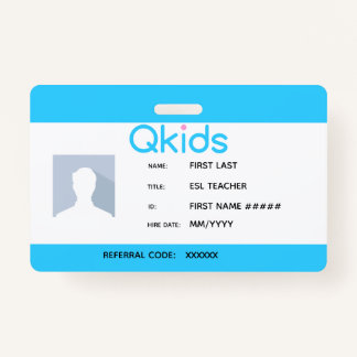 QKids ESL先生ID バッジ
