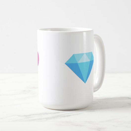 Qkids Momoおよびダイヤモンドのマグ コーヒーマグカップ (正面右)