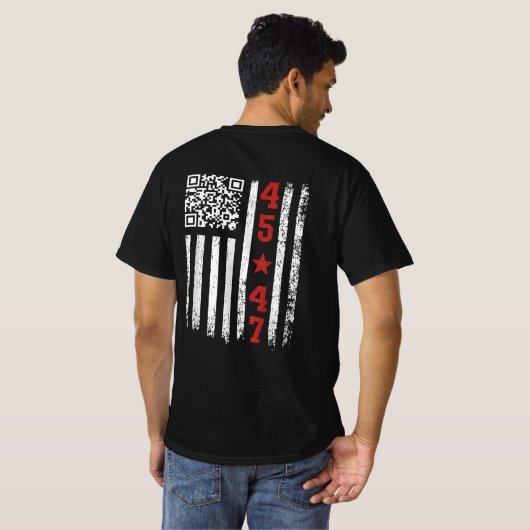 QRおもしろい社長トランプ45/47トランプ踊りコード Tシャツ (裏面フル)