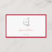 QRさくらんぼレッドシンプルエレガントモノグラ結婚ムRSVP エンクロージャーカード (正面)