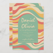 QRとファンキーGroovy Hippie結婚 招待状 (正面/裏面)