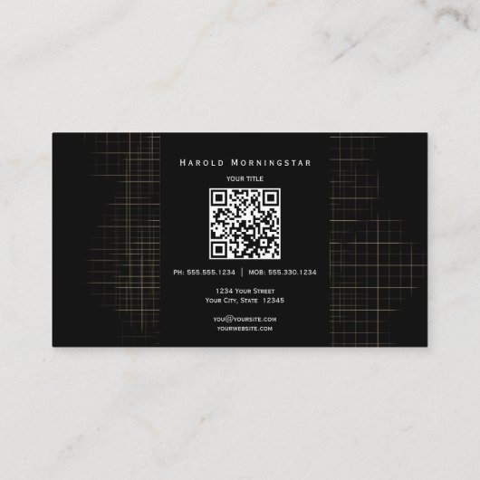 Qrとロモダンゴを使用した白黒グリッド 名刺 (裏面)