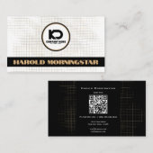 Qrとロモダンゴを使用した白黒グリッド 名刺 (正面/裏面)