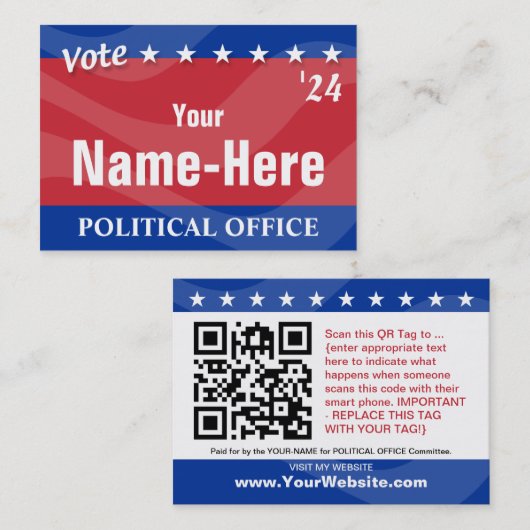 QRによる政治キャンペーンラベル 名刺 (正面/裏面)