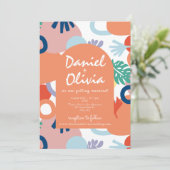 QRのモダン付いたフォレストパタ結婚ーン 招待状 (スタンド正面)