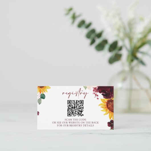 QRの結婚ブライダルシャワー登録用カードひまわり エンクロージャーカード (スタンド正面)