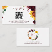 QRの結婚ブライダルシャワー登録用カードひまわり エンクロージャーカード (正面/裏面)