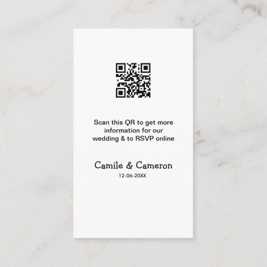 QRの結婚WEBサイトにフォトネームの日付白黒を追加 エンクロージャーカード (裏面)