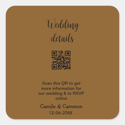 QRの結婚WEBサイトにフォトネームの日付白黒を追加 スクエアシール (正面)