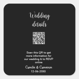 QRの結婚WEBサイトにフォトネームの日付白黒を追加 スクエアシール