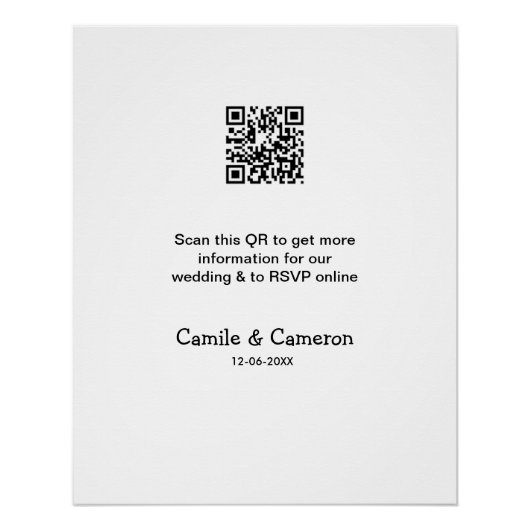 QRの結婚WEBサイトにフォトネームの日付白黒を追加 ポスター (正面)
