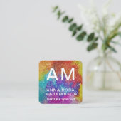 *~* QRはっきりした抽象芸術アートグリッターロゴフォト スクエア名刺 (スタンド正面)