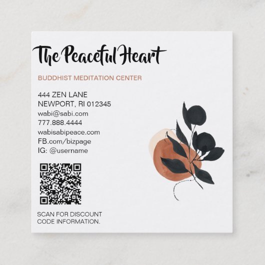 *~* QRわびサビ抽象芸術インミニマルクAR27シンプル スクエア名刺 (裏面)