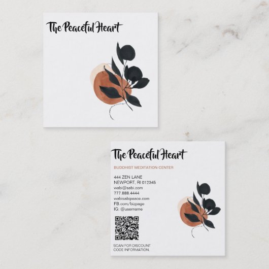 *~* QRわびサビ抽象芸術インミニマルクAR27シンプル スクエア名刺 (正面/裏面)