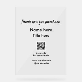 QRをスキャンして購入した名前のタイトルをありがとう アクリルサイン