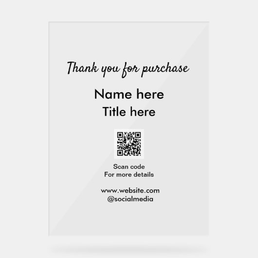 QRをスキャンして購入した名前のタイトルをありがとう アクリルサイン (正面)