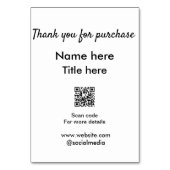 QRをスキャンして購入した名前のタイトルをありがとう テーブルナンバー (裏面)