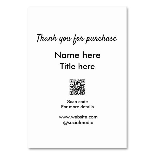 QRをスキャンして購入した名前のタイトルをありがとう テーブルナンバー (正面)