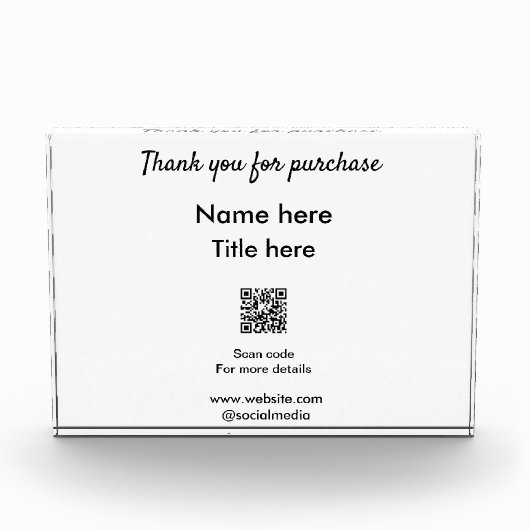 QRをスキャンして購入した名前のタイトルをありがとう フォトブロック (正面)