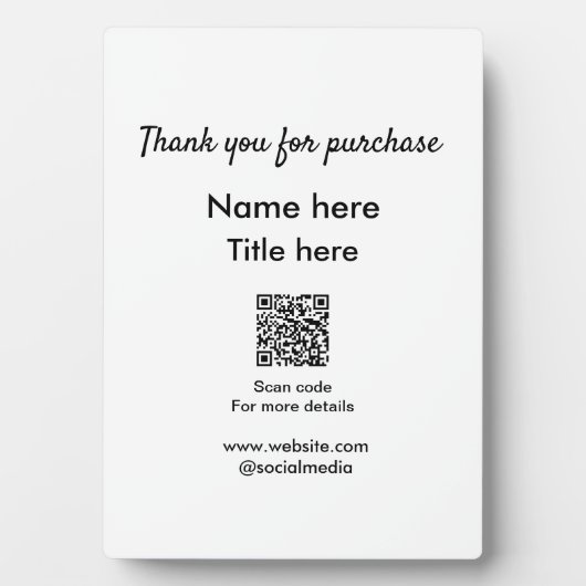 QRをスキャンして購入した名前のタイトルをありがとう フォトプラーク (正面)