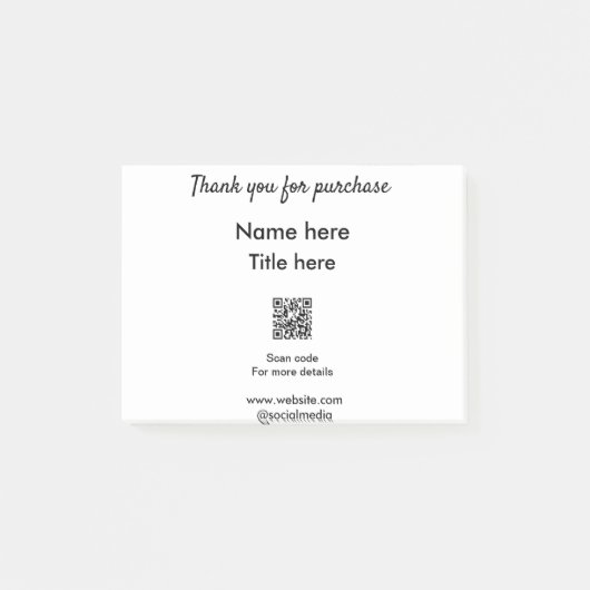QRをスキャンして購入した名前のタイトルをありがとう ポストイット (正面)