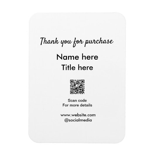 QRをスキャンして購入した名前のタイトルをありがとう マグネット (縦)