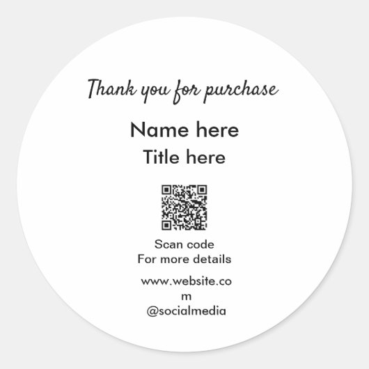 QRをスキャンして購入した名前のタイトルをありがとう ラウンドシール (正面)