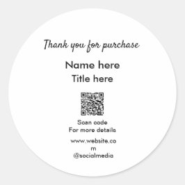 QRをスキャンして購入した名前のタイトルをありがとう ラウンドシール
