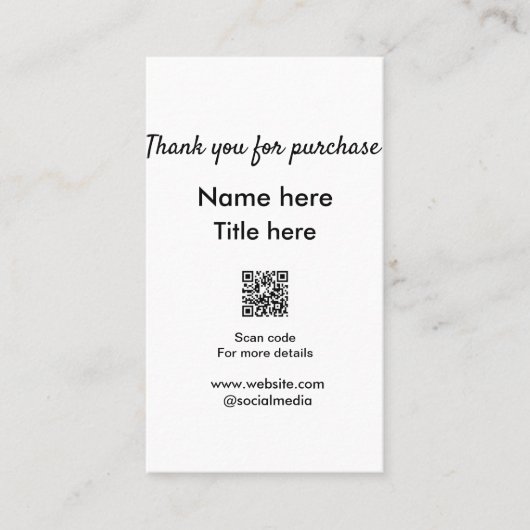 QRをスキャンして購入した名前のタイトルをありがとう 名刺 (正面)