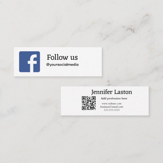 QRを後を追追加するfacebookユーザー名ソーシャルメディア スキニー名刺 (正面/裏面)