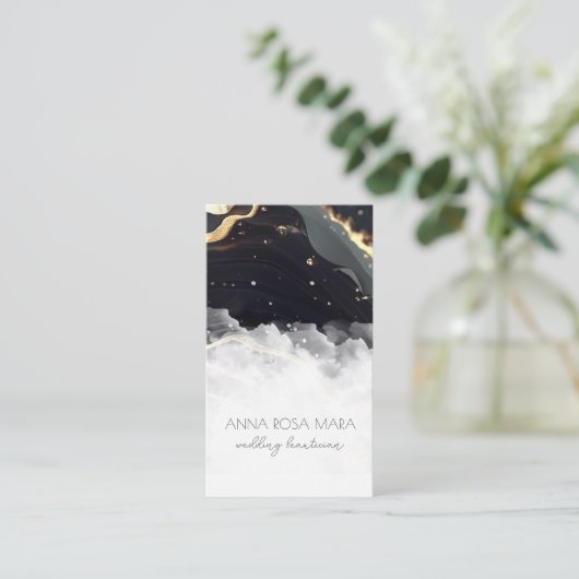 *~* QRアゲートブラック金ゴールド大理石グラムリュックスAP66 名刺 (スタンド正面)