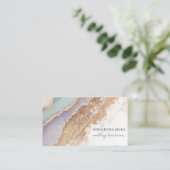 *~* QRアゲートラベンダーマウヴ金ゴールドグリッターAP66 Luxe 名刺 (スタンド正面)