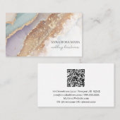 *~* QRアゲートラベンダーマウヴ金ゴールドグリッターAP66 Luxe 名刺 (正面/裏面)
