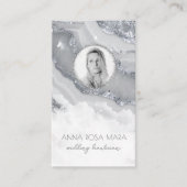 *~* QRアゲート大理石フォトロゴSILVER AP66グレー 名刺 (正面)