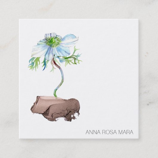 *~* QRアネモンフローラホワイトローズ金ゴールド スクエア名刺 (正面)