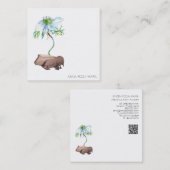 *~* QRアネモンフローラホワイトローズ金ゴールド スクエア名刺 (正面/裏面)