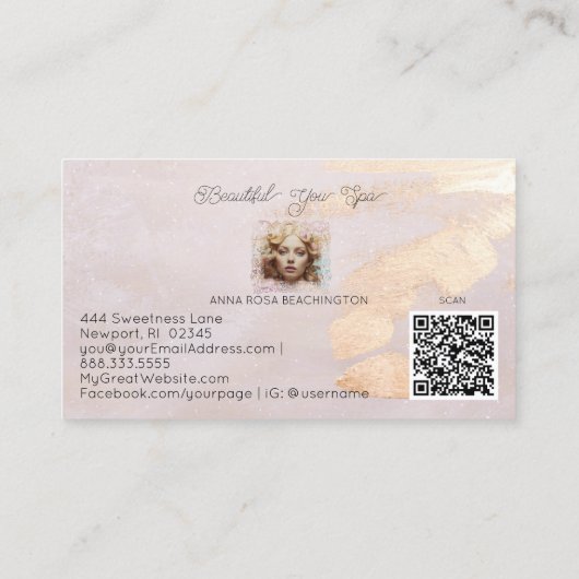*~* QRウィメンピーチガーリーベージュパステル 名刺 (裏面)