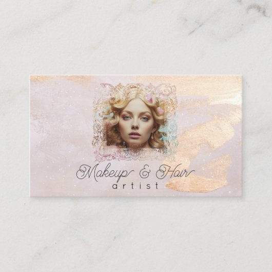 *~* QRウィメンピーチガーリーベージュパステル 名刺 (正面)