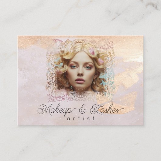 *~* QRウィメンベージュピーチガーリーパステル 名刺 (正面)