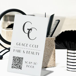 QRエレガントイニシャルモノアールデコ美しい事業 台座サイン