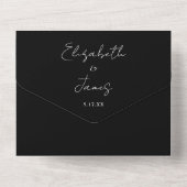 QRエレガントコードの白黒のスクリプ結婚ト オールインワン招待状 (裏面)